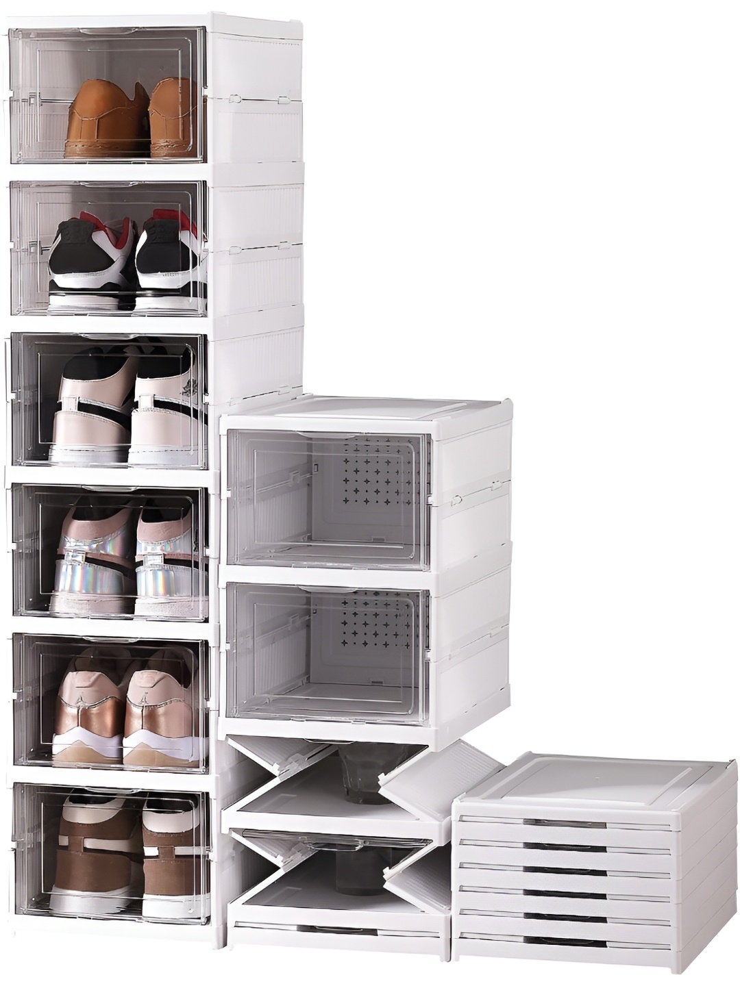 

KriShyam White 6 Tier Slim Stackable Portable Entryway Shoes Shelf