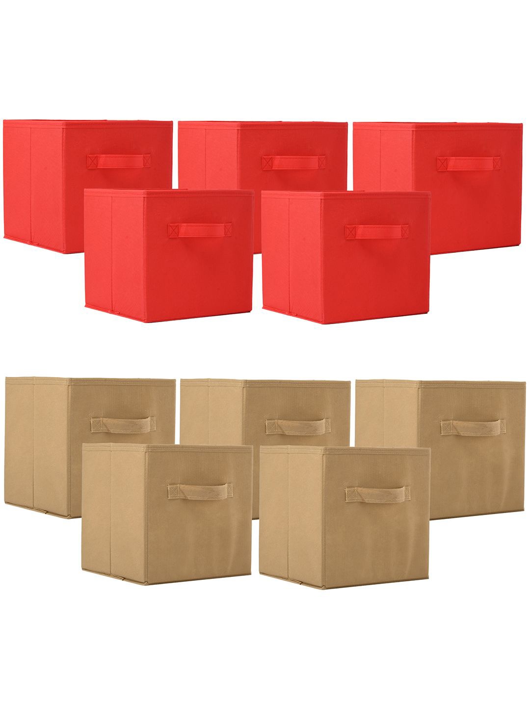 

Kuber Industries Red & Beige 10 Pieces Drawer Organisers