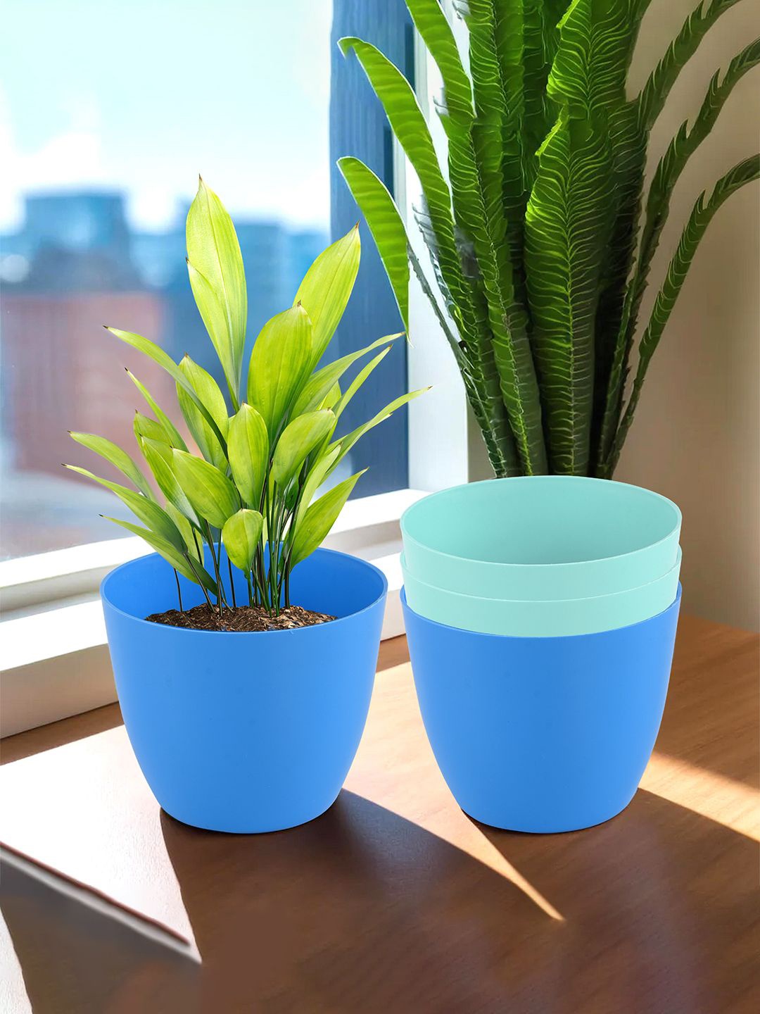 

Kuber Industries Blue & Turquoise Blue 4 Pieces Lightweight Planters