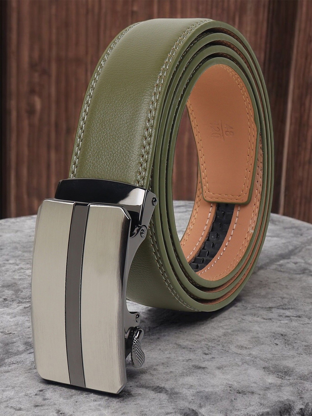 

ZORO Men Leather Formal Belt, Green