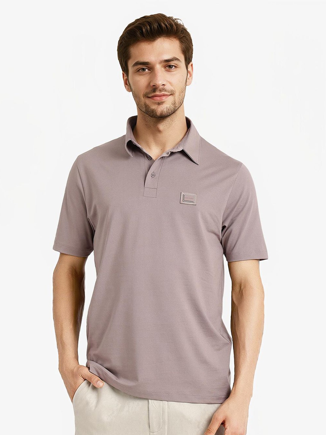 

RARE RABBIT Men Polo Collar Solid T-shirt, Pink