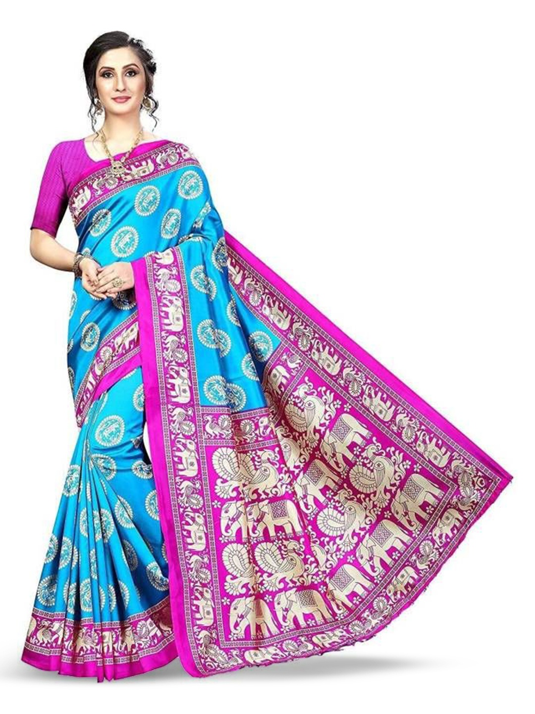 

RUNAYA NX Ethnic Motifs Zari Saree, Blue