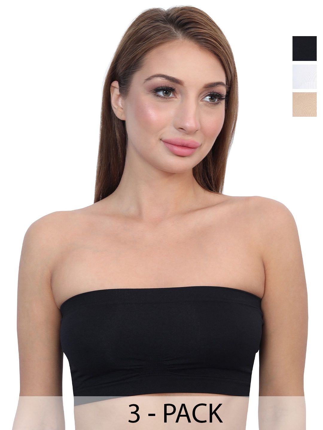 

Glamoras Bandeau Bra Full Coverage, Black