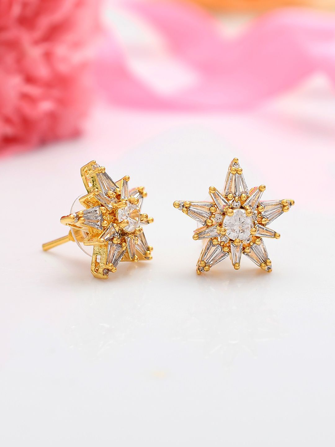 

Voylla Gold Plated Contemporary American Diamonds Studded Earrings