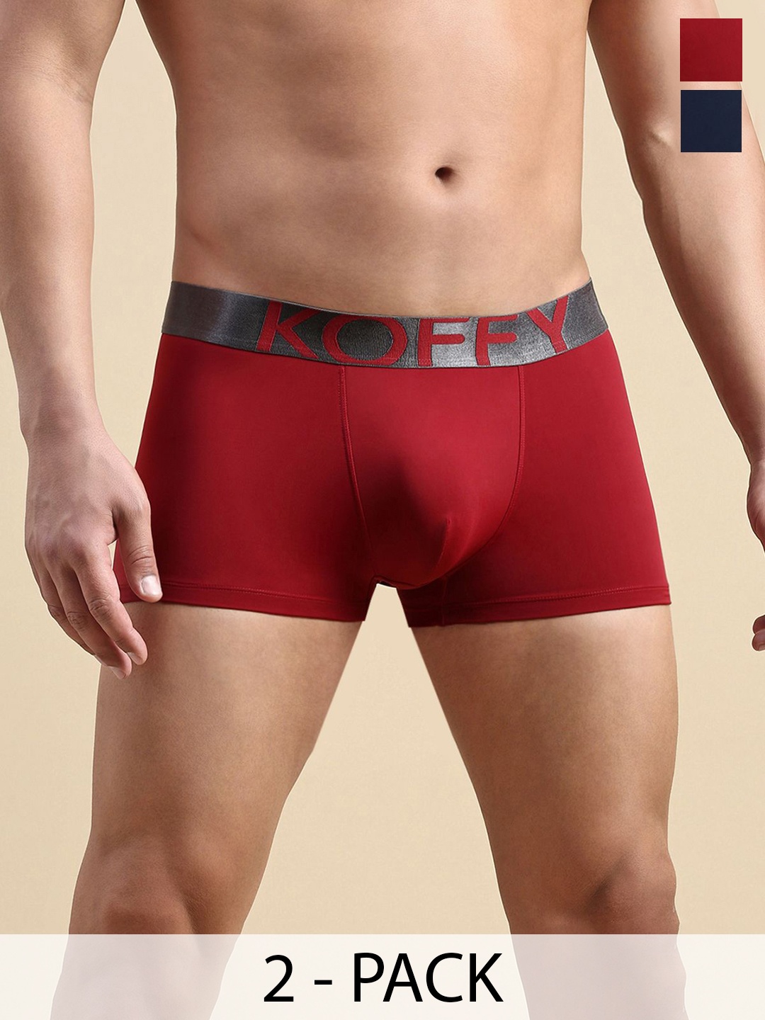 

KOFFY Men Pack of 2 Cotton Trunks KOFFY_KI52_MRN_NB_2PC, Maroon