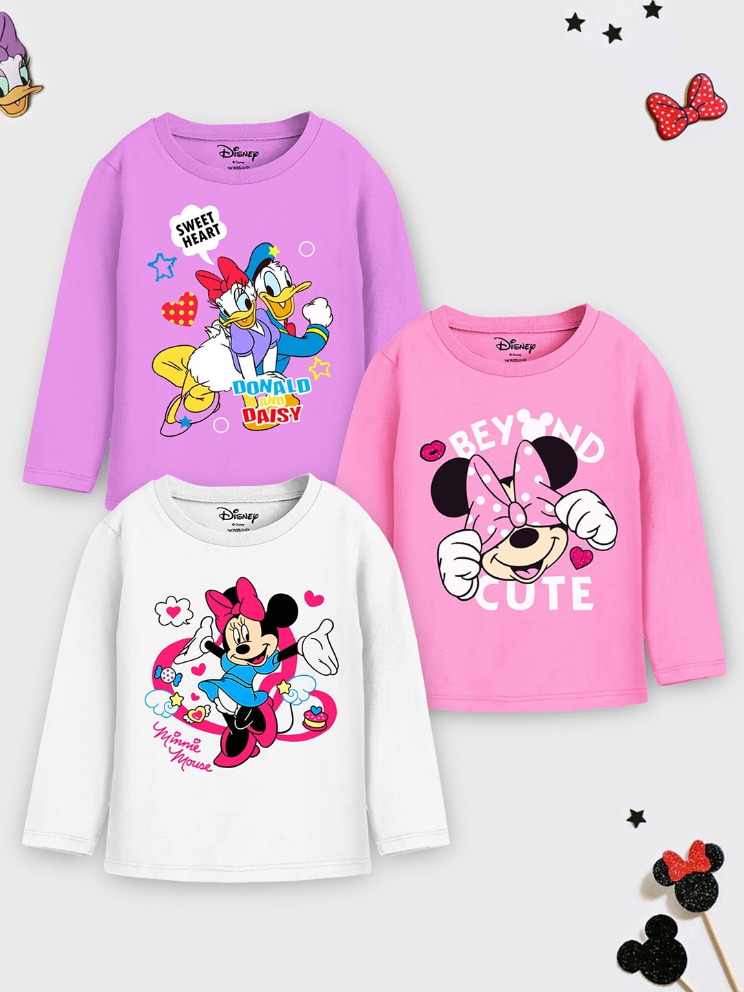 

YK Disney Girls Graphic Printed Round Neck Cotton T-Shirt, Pink