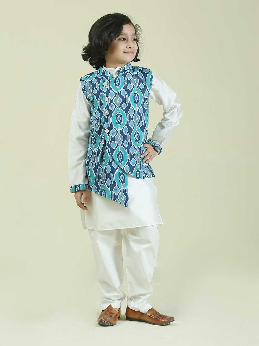

Folk Culture Clothing Boys Pure Cotton Kurta with Pyjamas, Blue