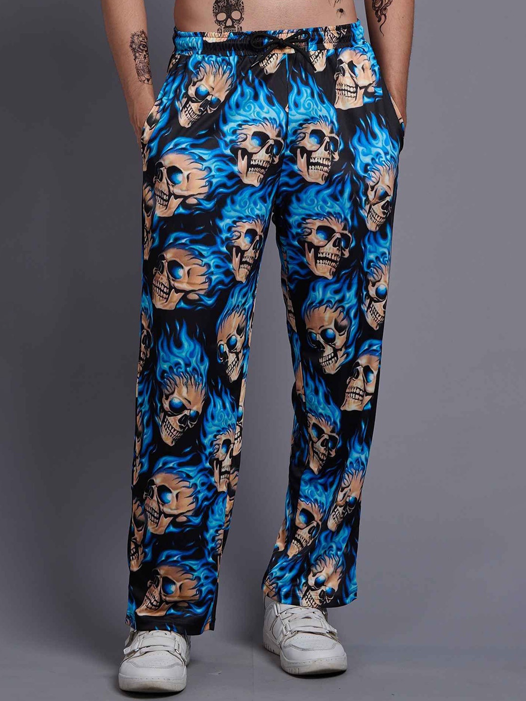 

GO DEVIL Men Floral Printed Original Loose Fit Trouser, Blue