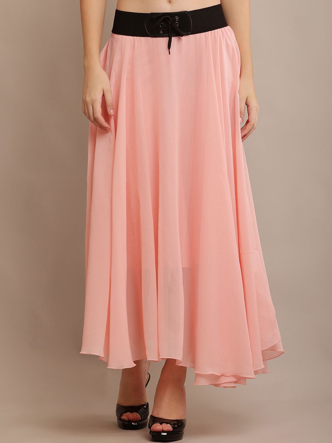 

Raabta Fashion Georgette Flared Maxi Skirt, Peach
