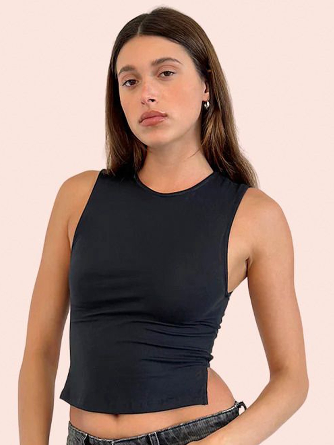 

Dracht Cotton Crop Top, Black