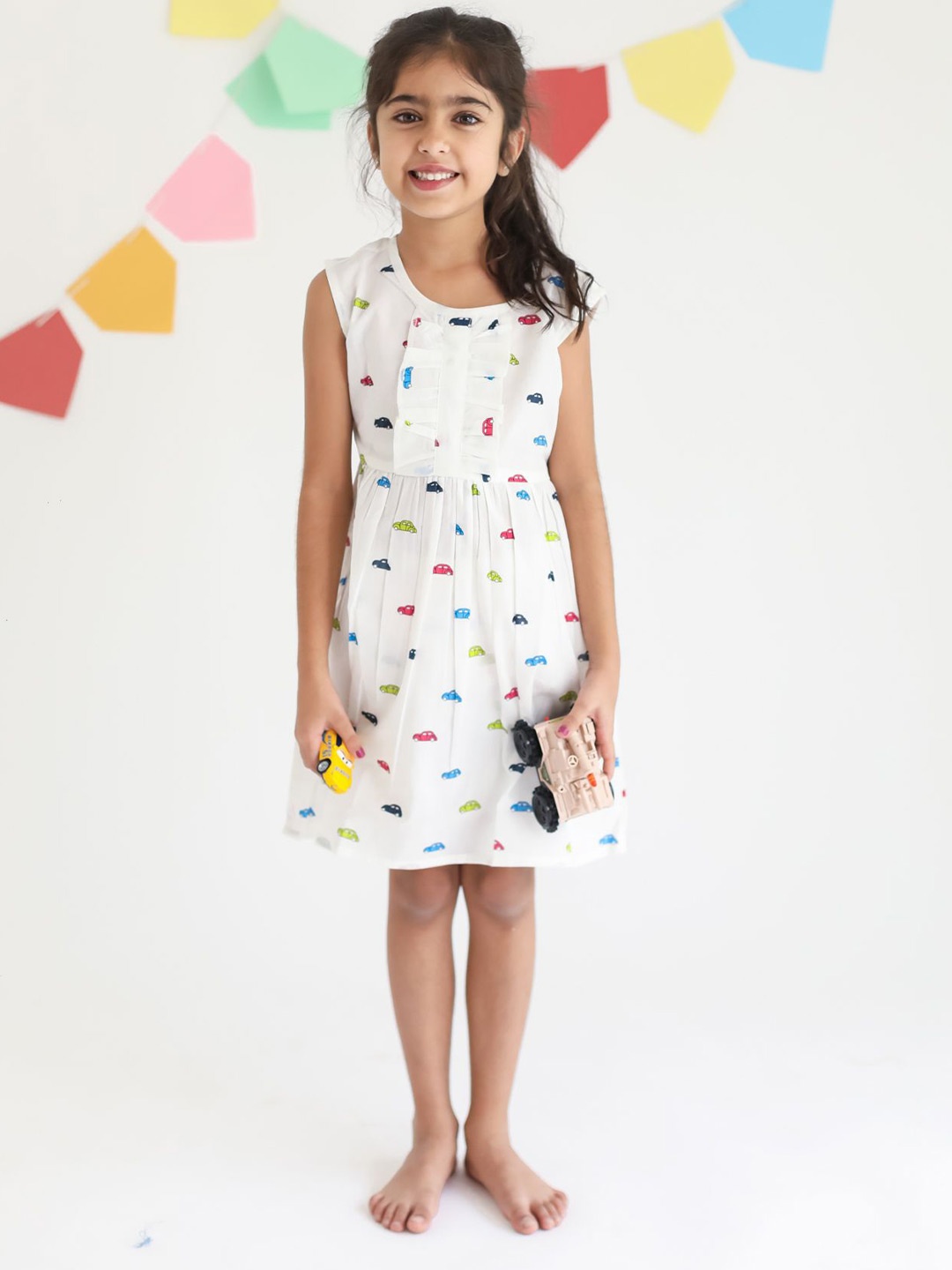 

Klingaru Girls Conversational Print Fit & Flare Dress, White
