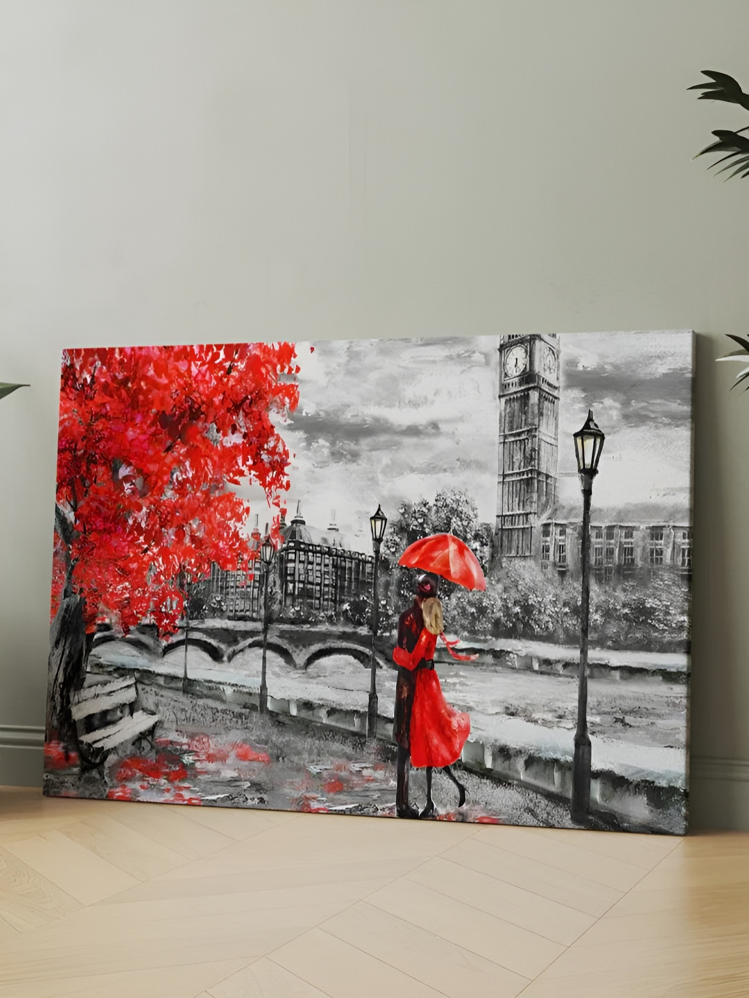 

CLAWCRAFTS Grey & Red Wooden Wall Art