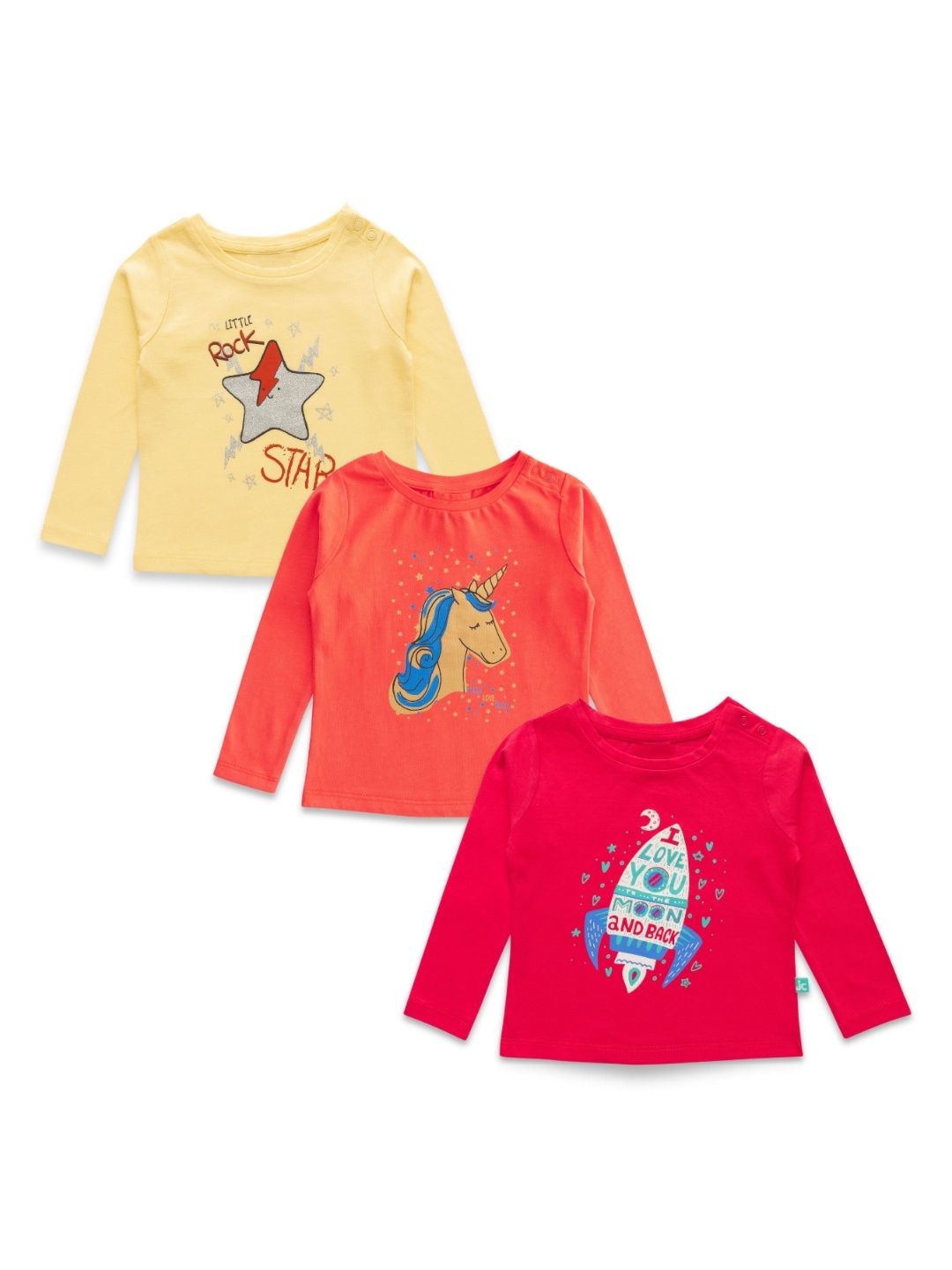 

BAESD Girls 3 Printed Applique T-shirt, Multi