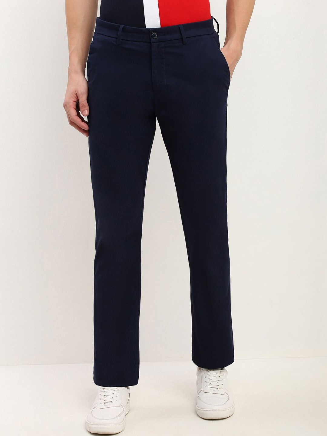 

Allen Solly Men Mid-Rise Regular Fit Regular Trousers, Navy blue