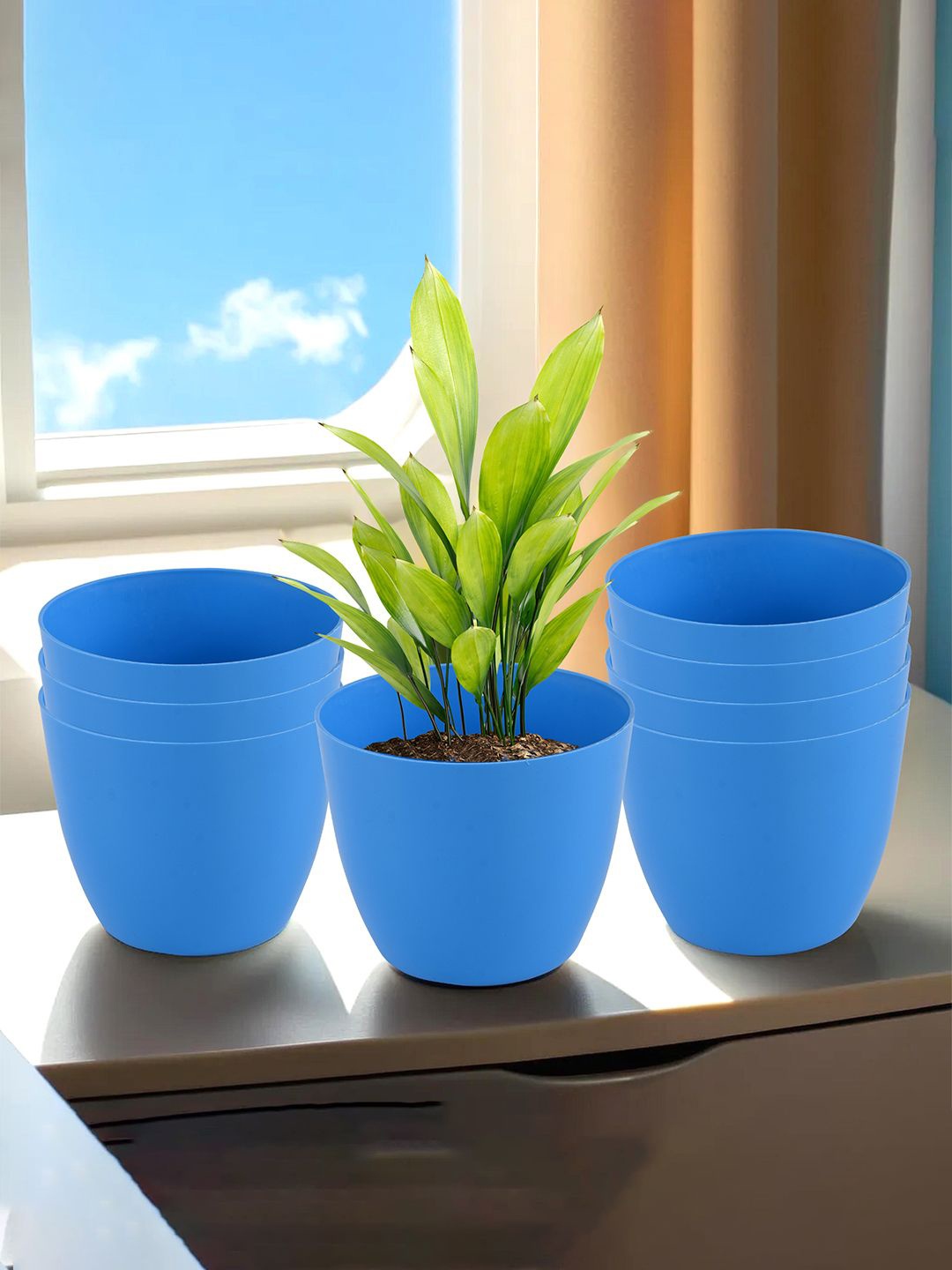 

Kuber Industries Blue 8 Pieces Lightweight Planters