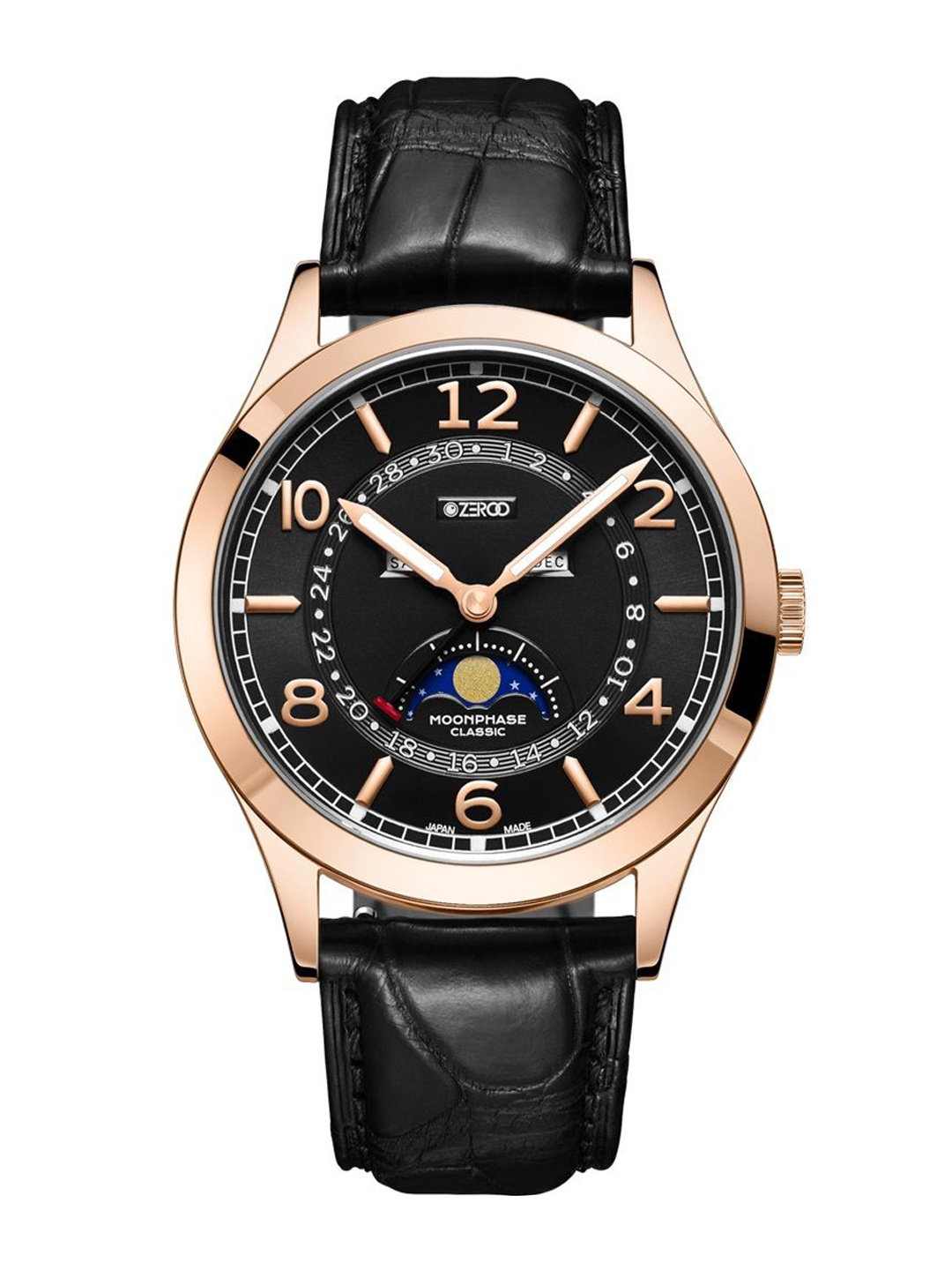 

ZEROO Unisex Dial & Leather Straps Analogue Watch ZC002RBK, Black