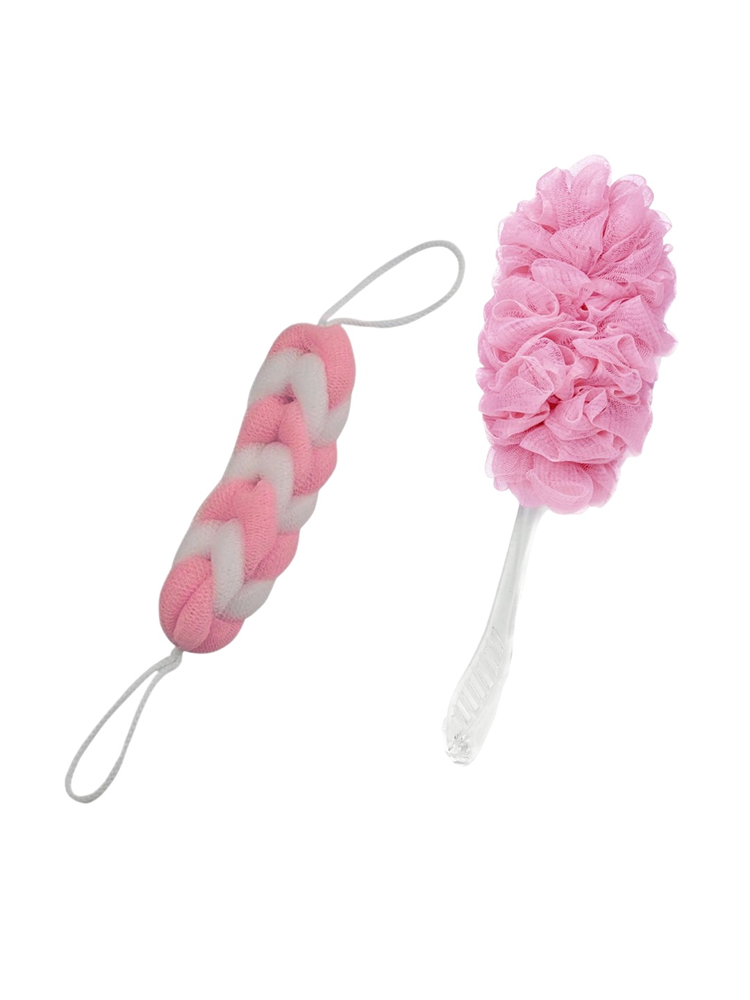 

CareDone Set Of 2 Soft Back Scrubber Loofah With Long Handle, Pink