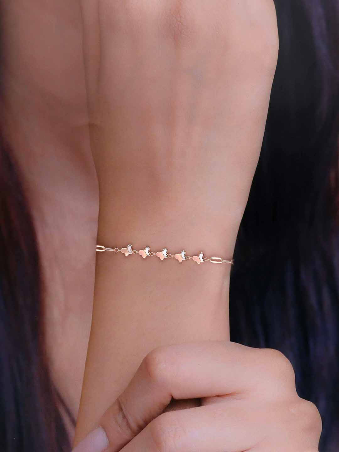 

KAI JEWEL Rose Gold Plated 92.5 Sterling Silver Cubic Zirconia Link Bracelet