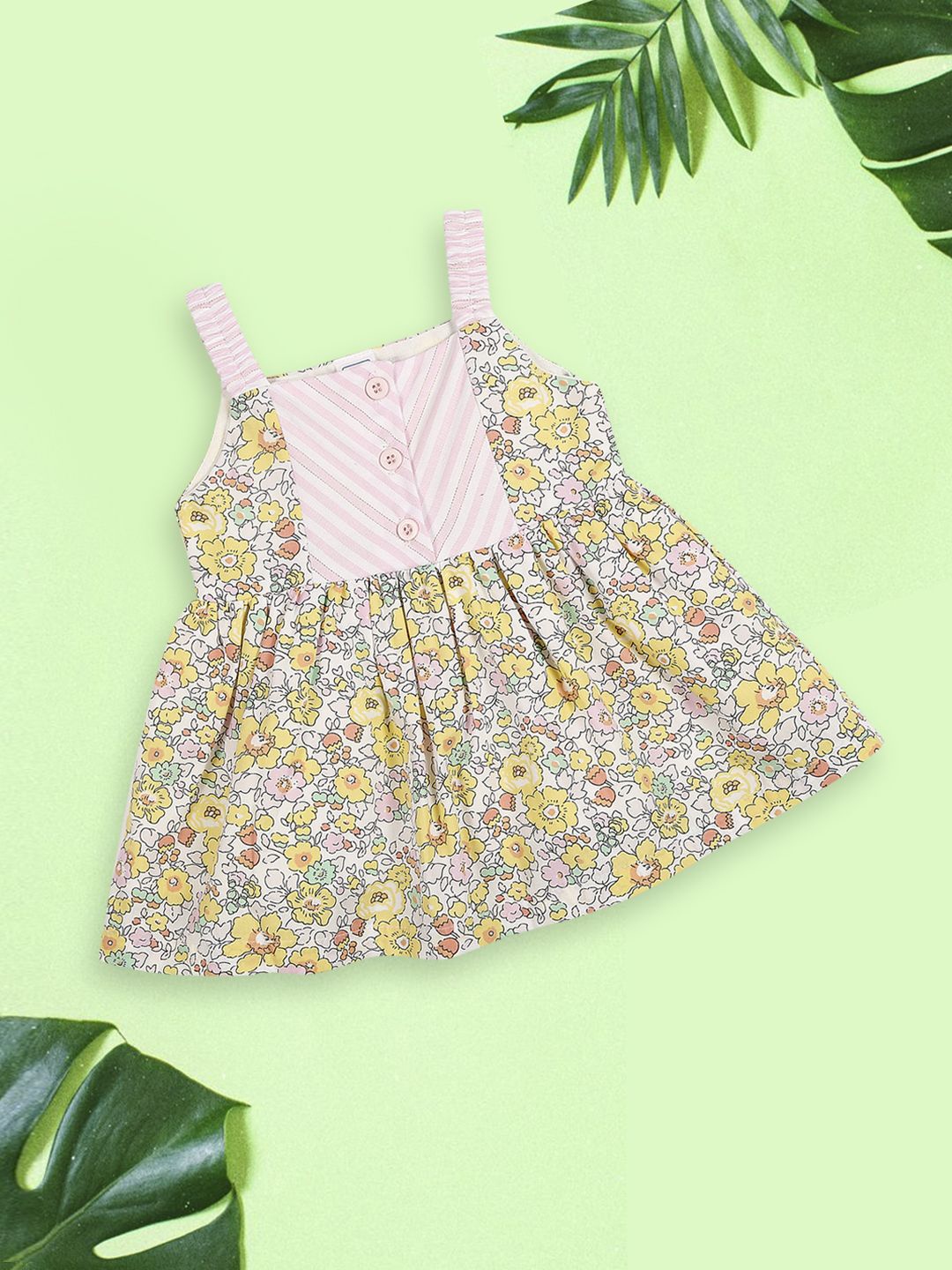 

MeeMee Girls Floral Printed Applique Fit & Flare Dress, Yellow