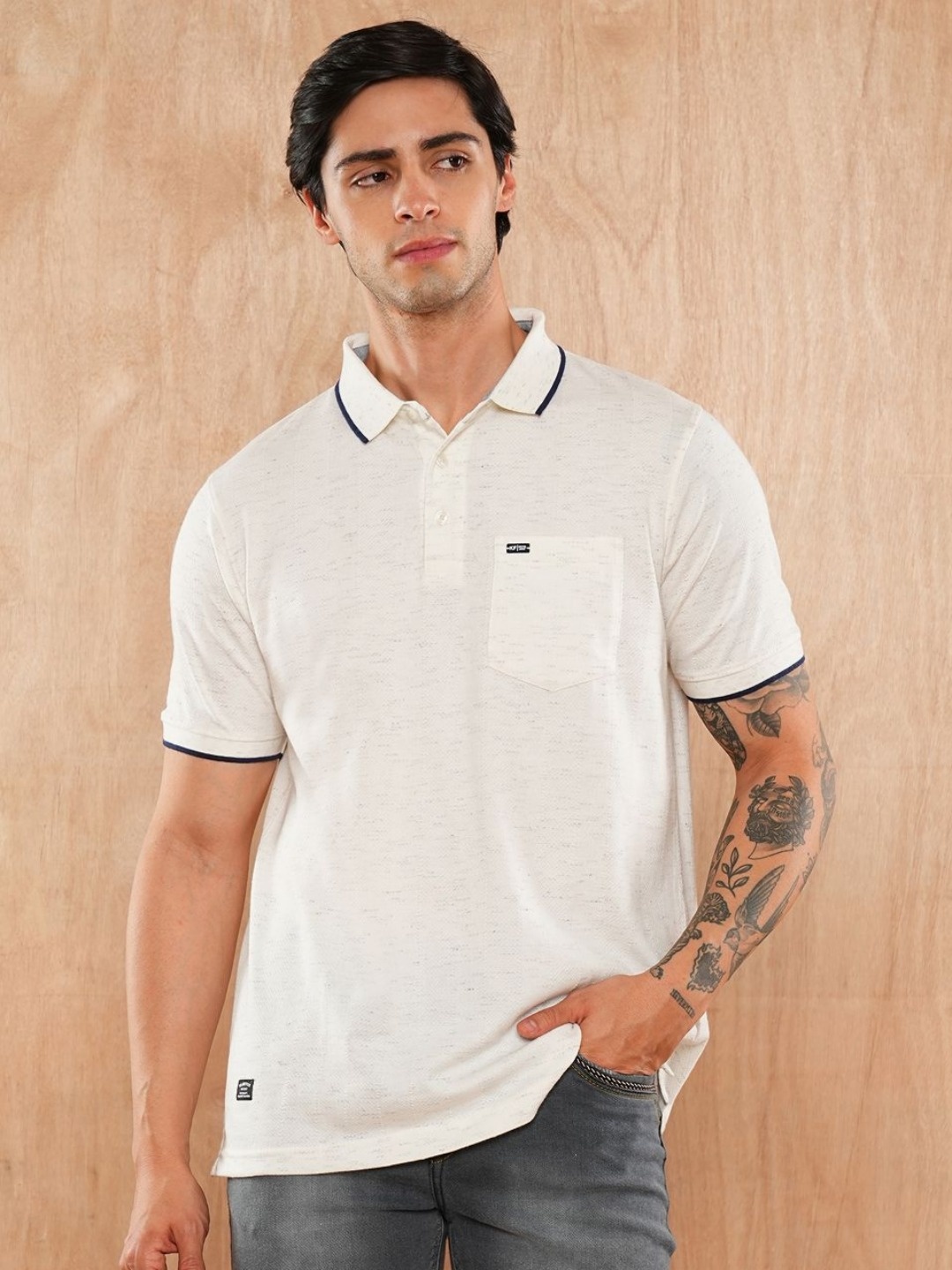 

Klub Fox Men Solid Polo Collar T-Shirt, White
