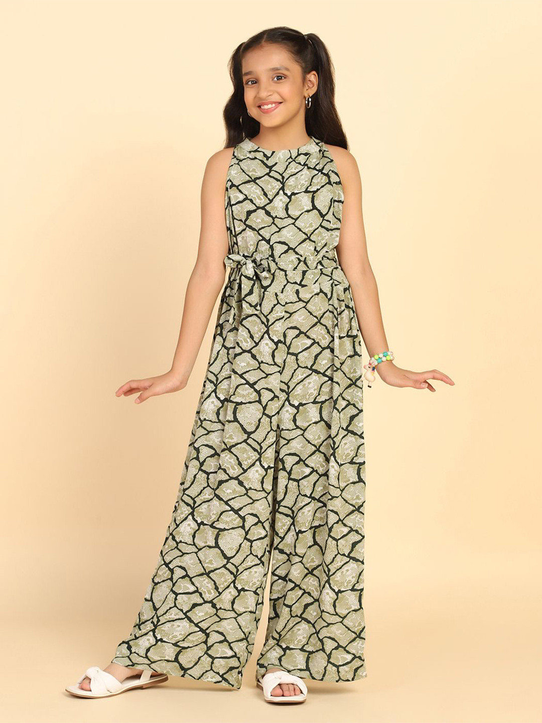 

BAESD Girls Printed Basic Jumpsuit, Green