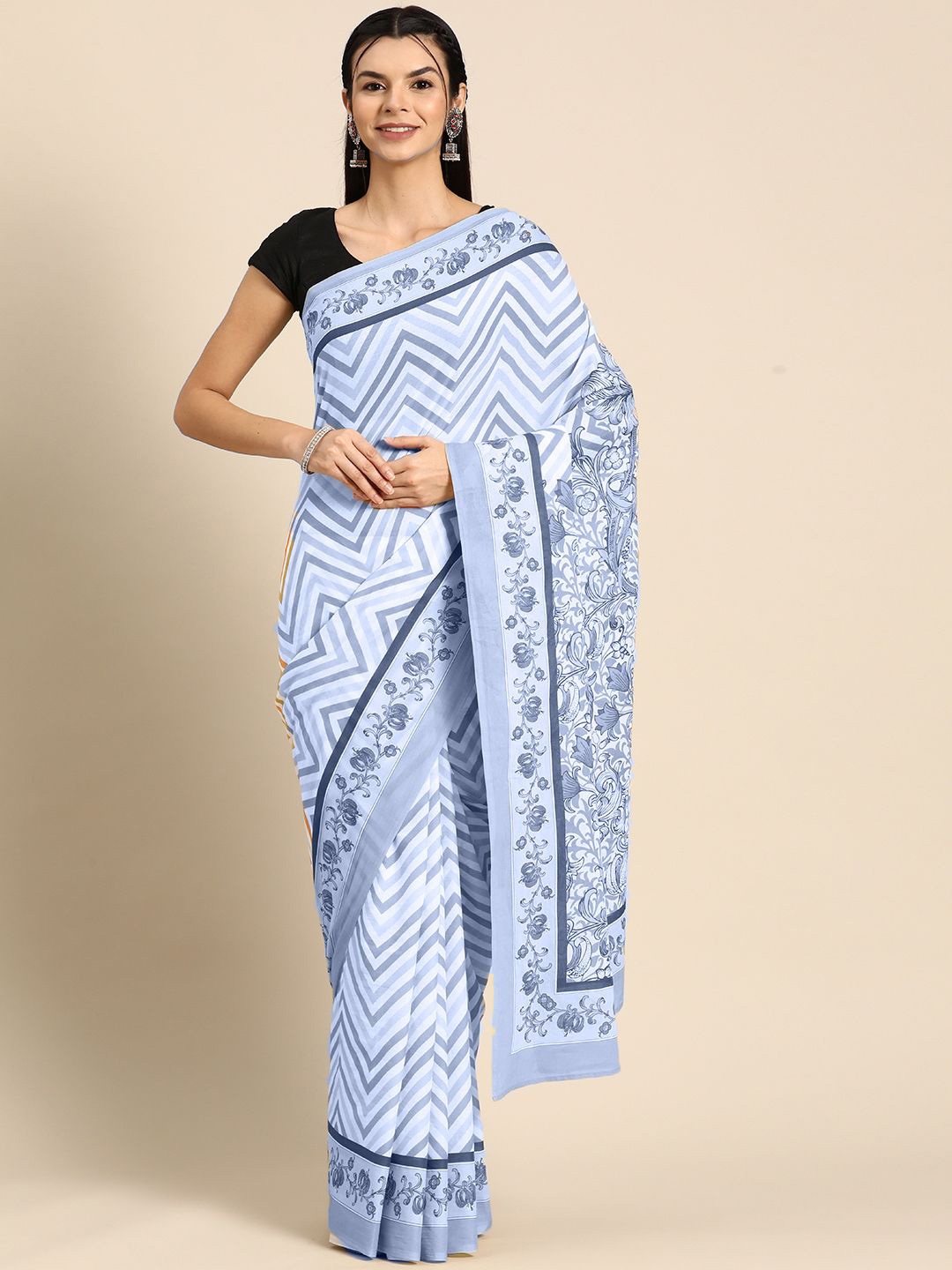 

BUTA BUTI Pure Cotton Saree, Blue