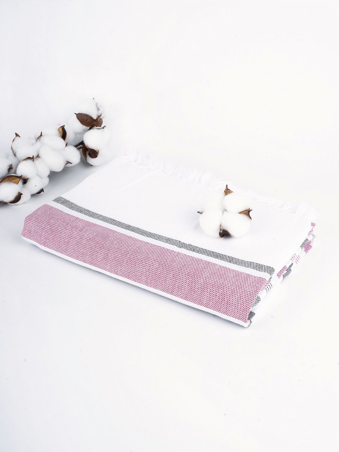 

Thirsty Towel Pink & White Striped Pure Cotton 225 GSM Bath Towel