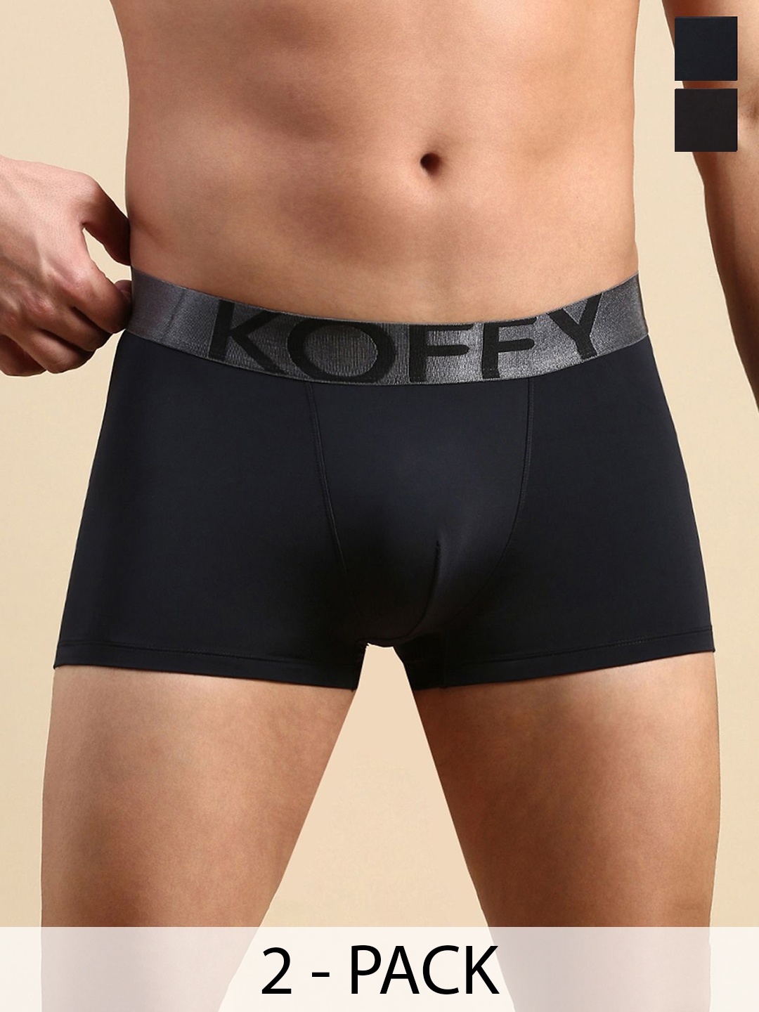 

KOFFY Pack of 2 Men Cotton Trunks KOFFY_KI52_BLK_BRN_2PC, Black