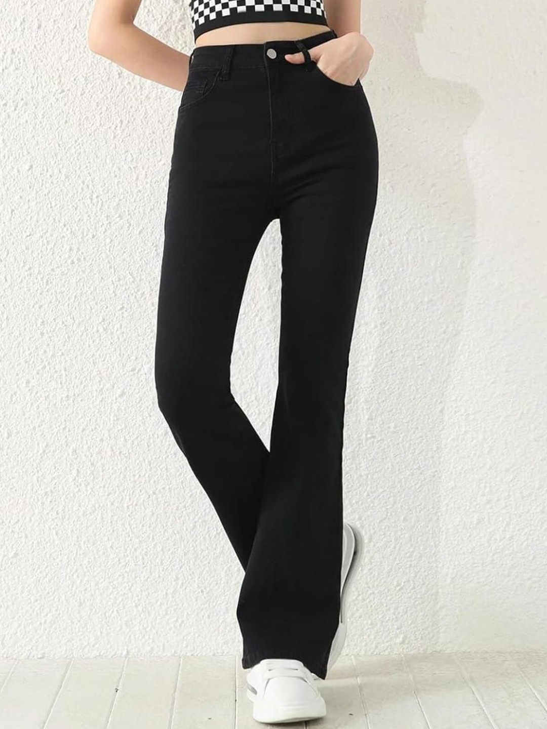 

BROADSTAR Women Smart Bootcut High-Rise Stretchable Jeans, Black