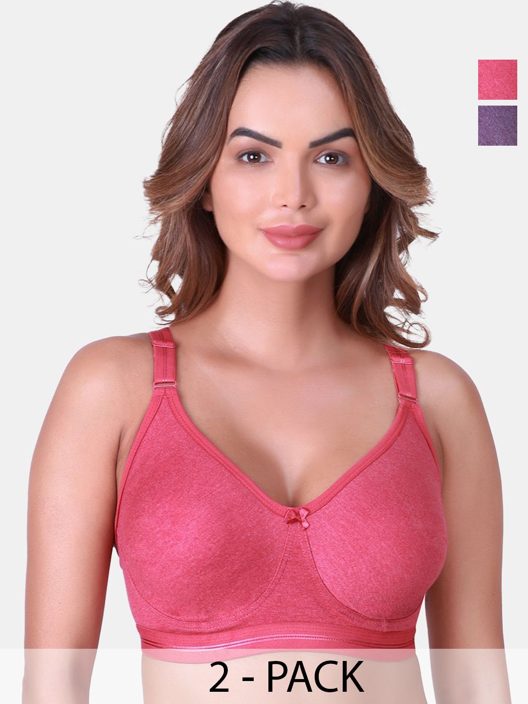 

SKDREAMS Pack of 2 Non Padded Full Coverage Bra, Purple