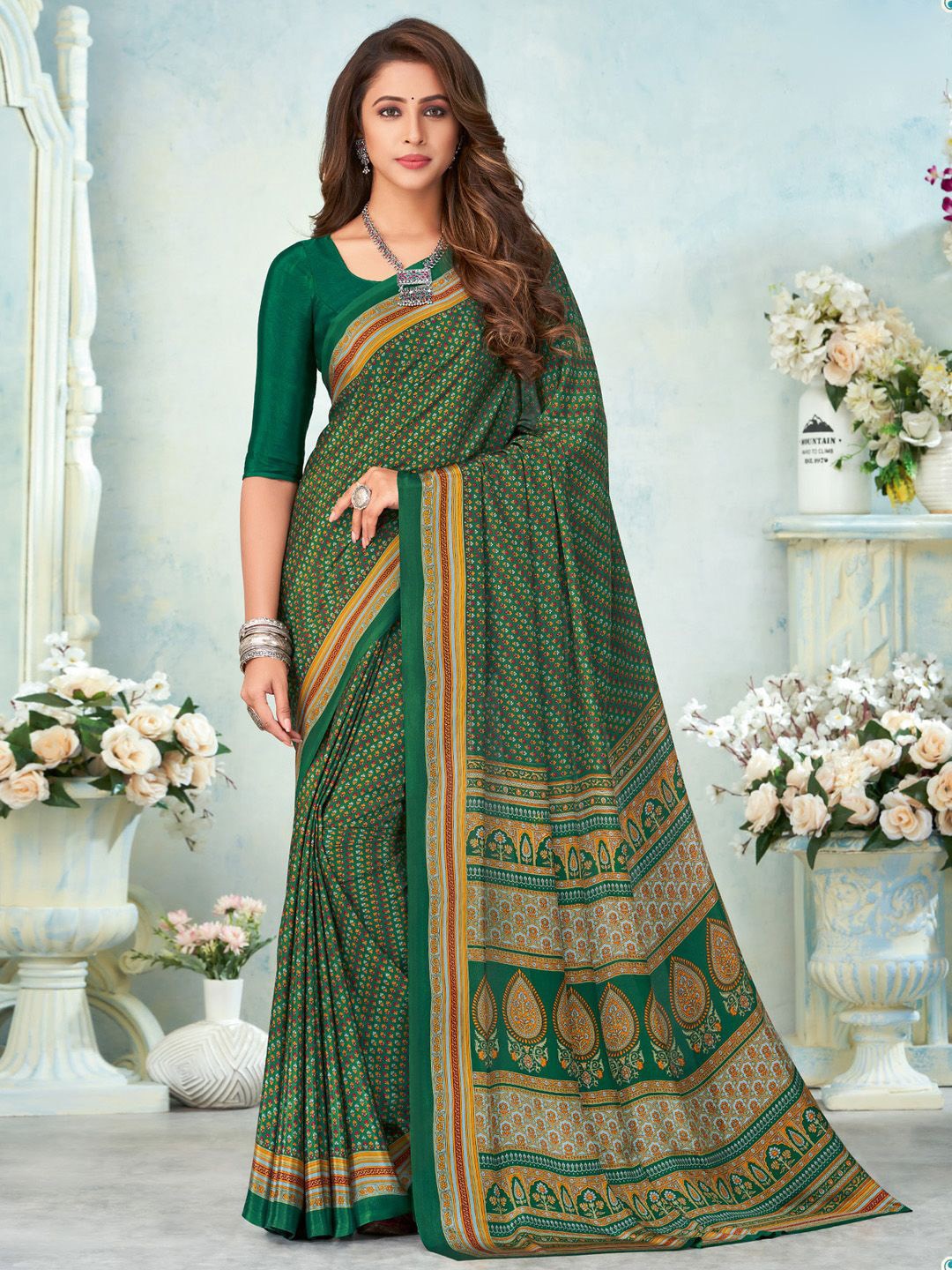 

Sangria Printed Saree With Blouse Piece, Green