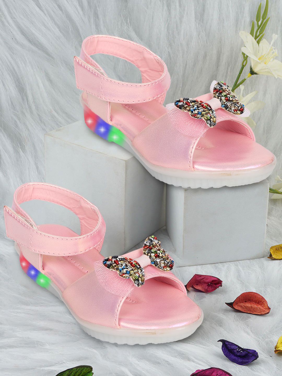 

BAESD Girls Bow Detailed LED Flats, Pink