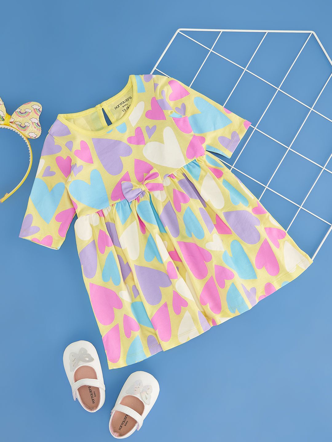 

Pantaloons Baby Girls Printed Pure Cotton Fit & Flare Dress, Yellow
