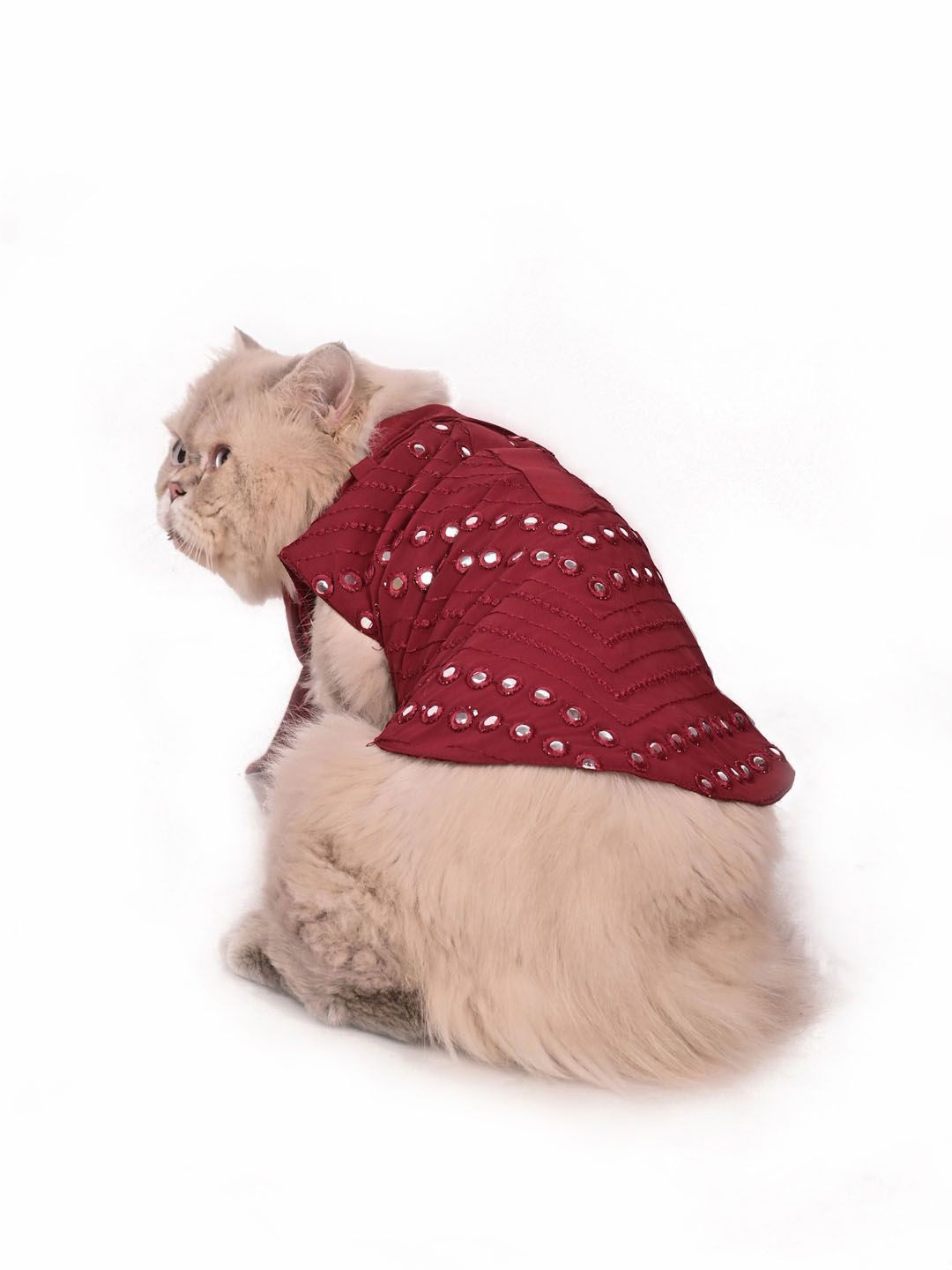 

VASTRAMAY Allover Mirror Work Embroidered Cat Kurta With Dupatta, Maroon