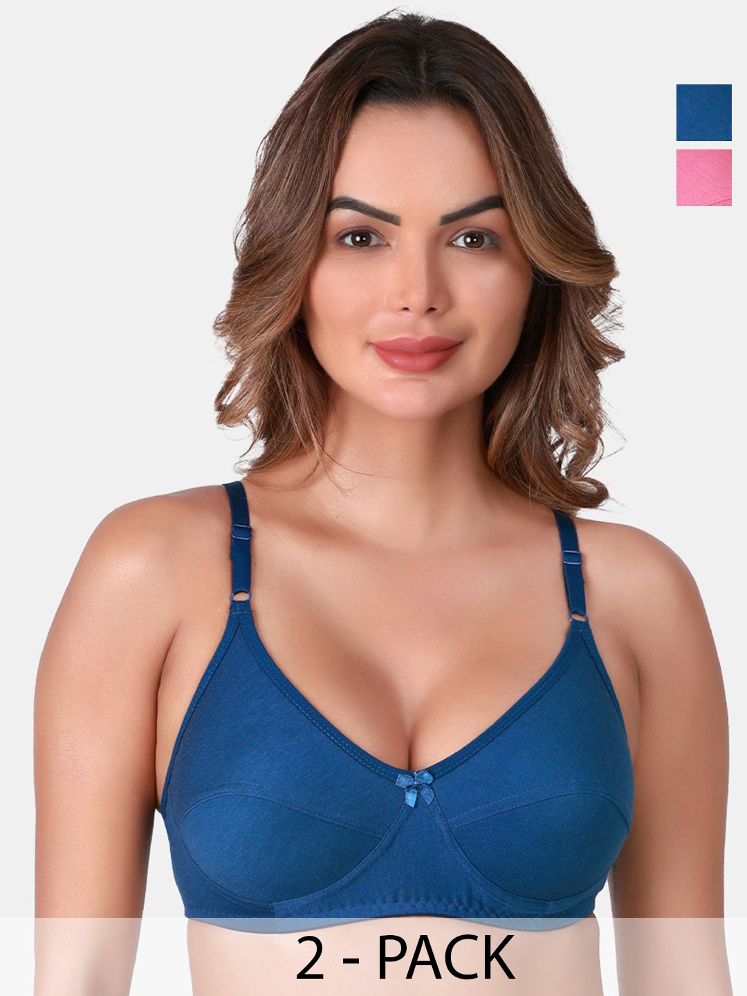 

SKDREAMS Pack Of 2 Women Non-Wired Full Coverage Bra, Blue