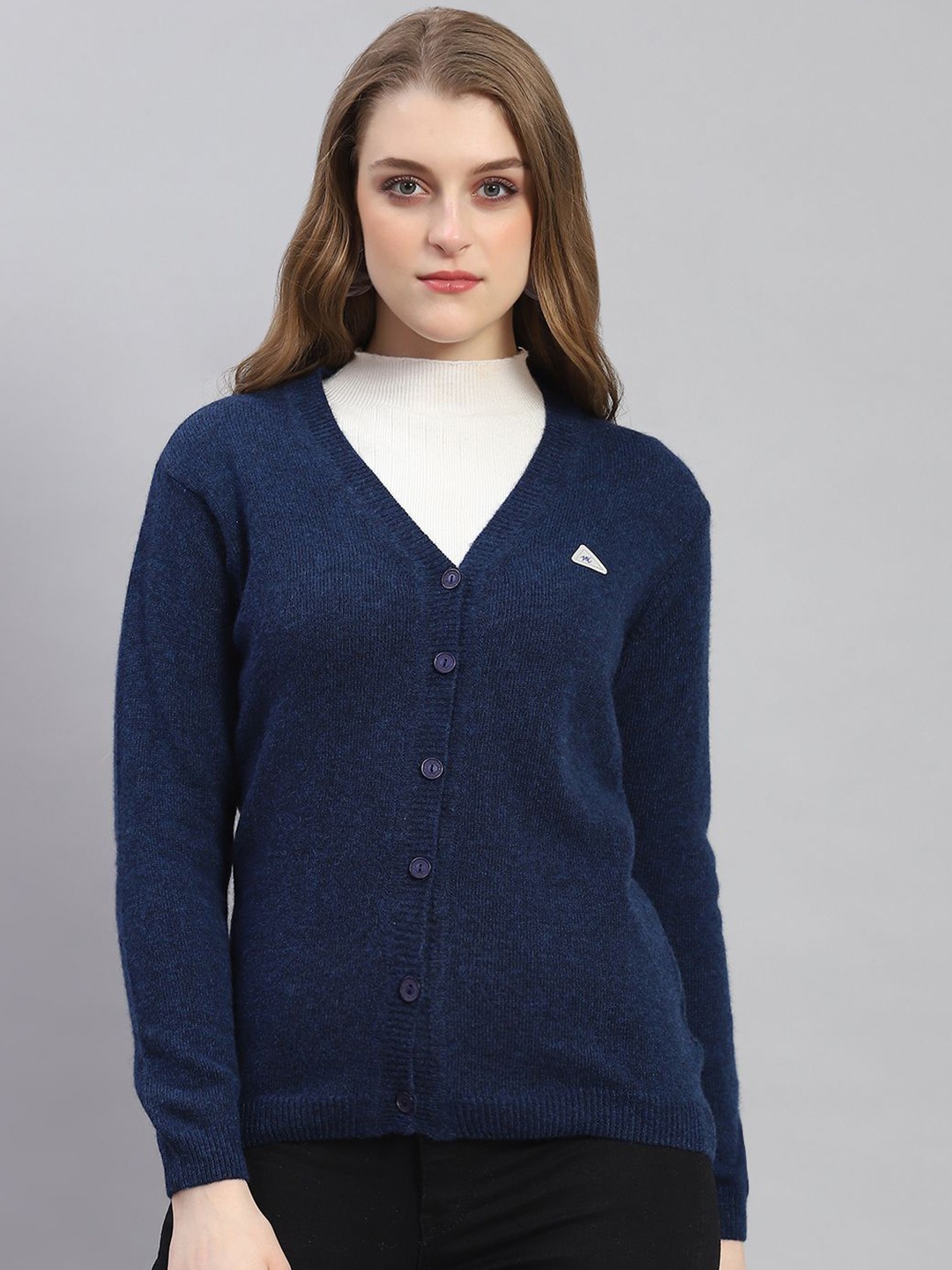 

Monte Carlo Women Woollen Cardigan, Navy blue