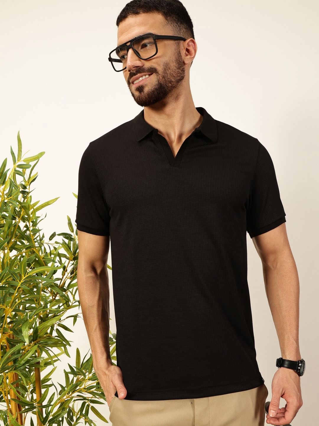 

Thomas Scott Men Anti Odour Solid Polo Collar T-Shirt, Black