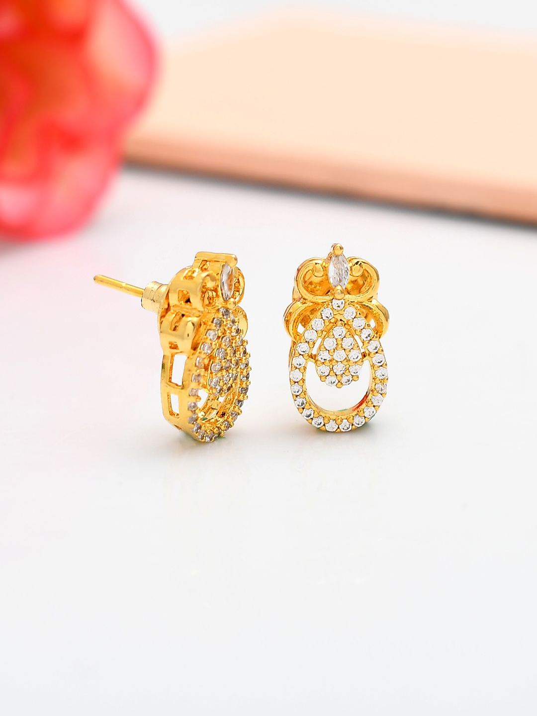 

Voylla Gold Plated Contemporary American Diamonds Studded Earrings