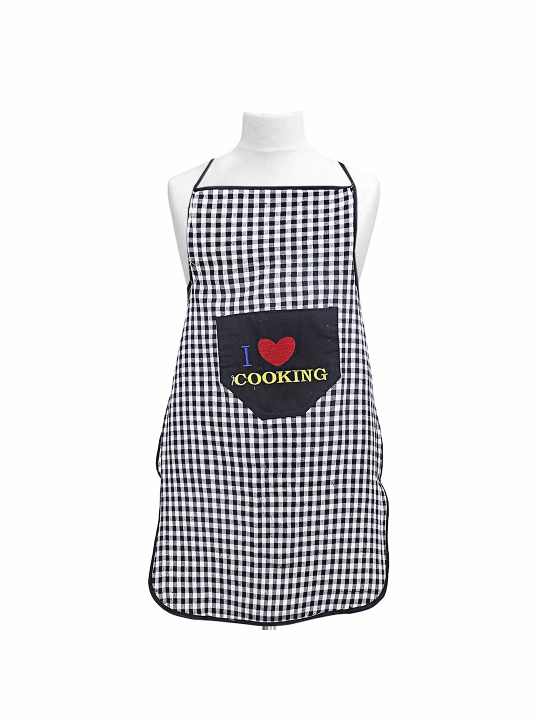 

Kuber Industries Unisex White & Back Printed Cotton Aprons, Black