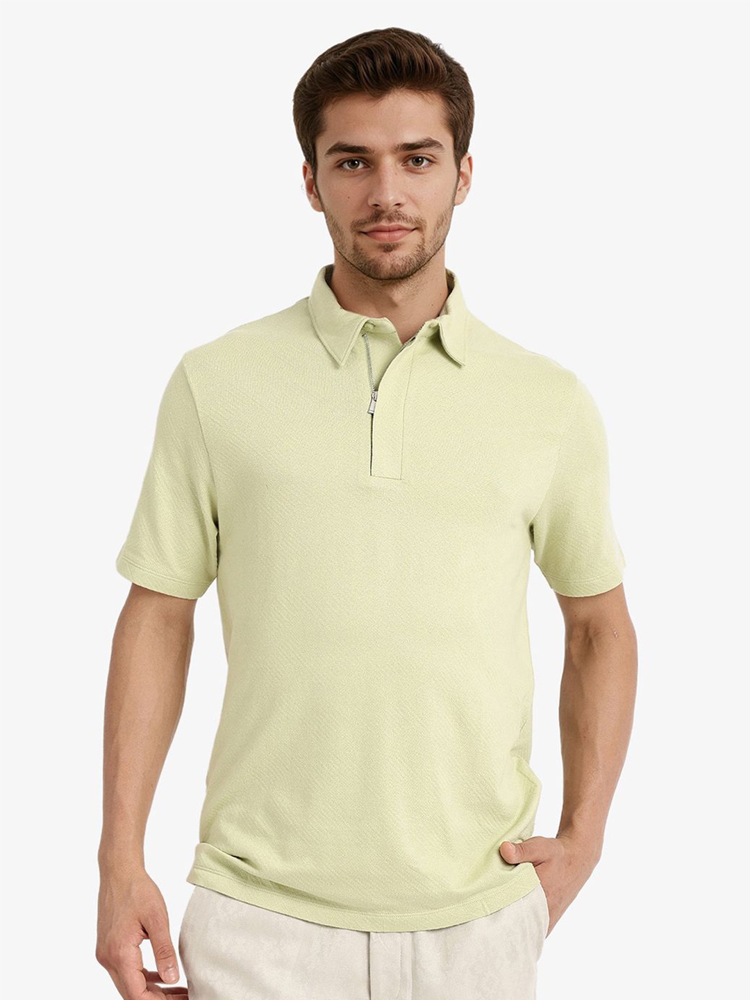 

RARE RABBIT Men Solid Polo Collar T-shirt, Green