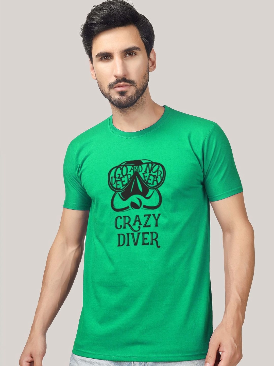 

Greylongg Men Graphic Printed Round Neck T-Shirt, Green