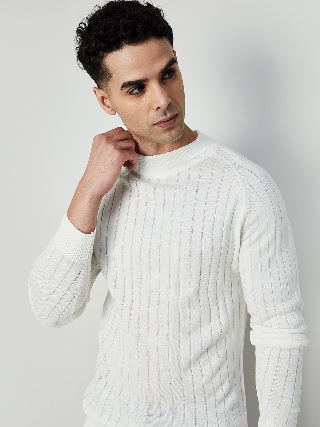 

CODE by Lifestyle Men Striped Pullover, Off white