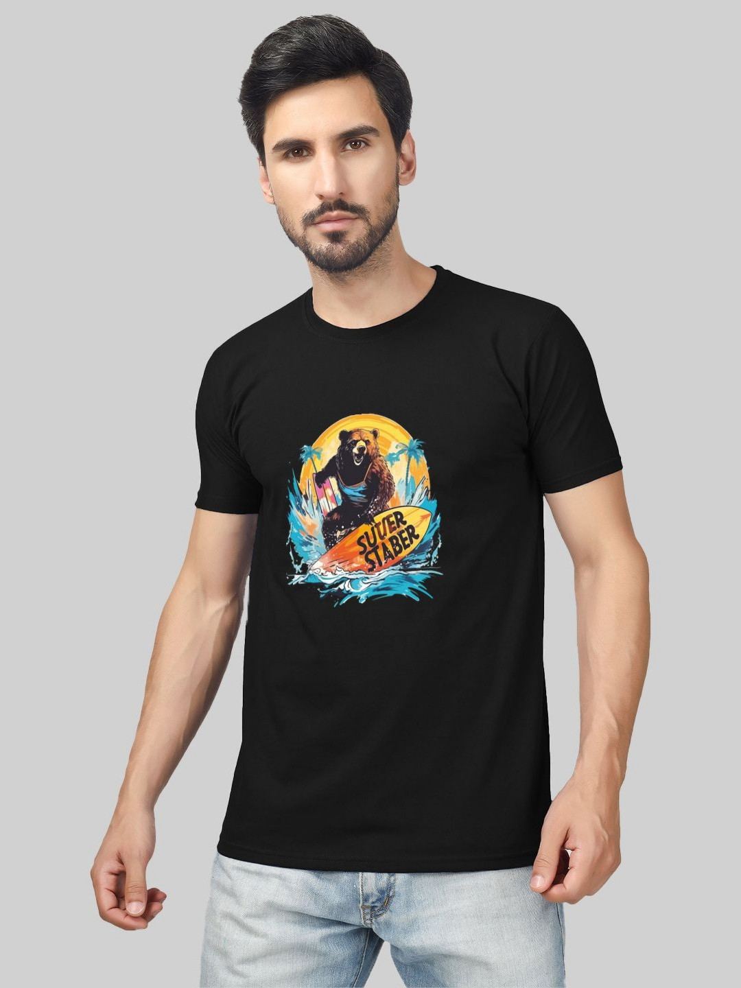 

Greylongg Men Graphic Printed Round Neck T-Shirt, Black