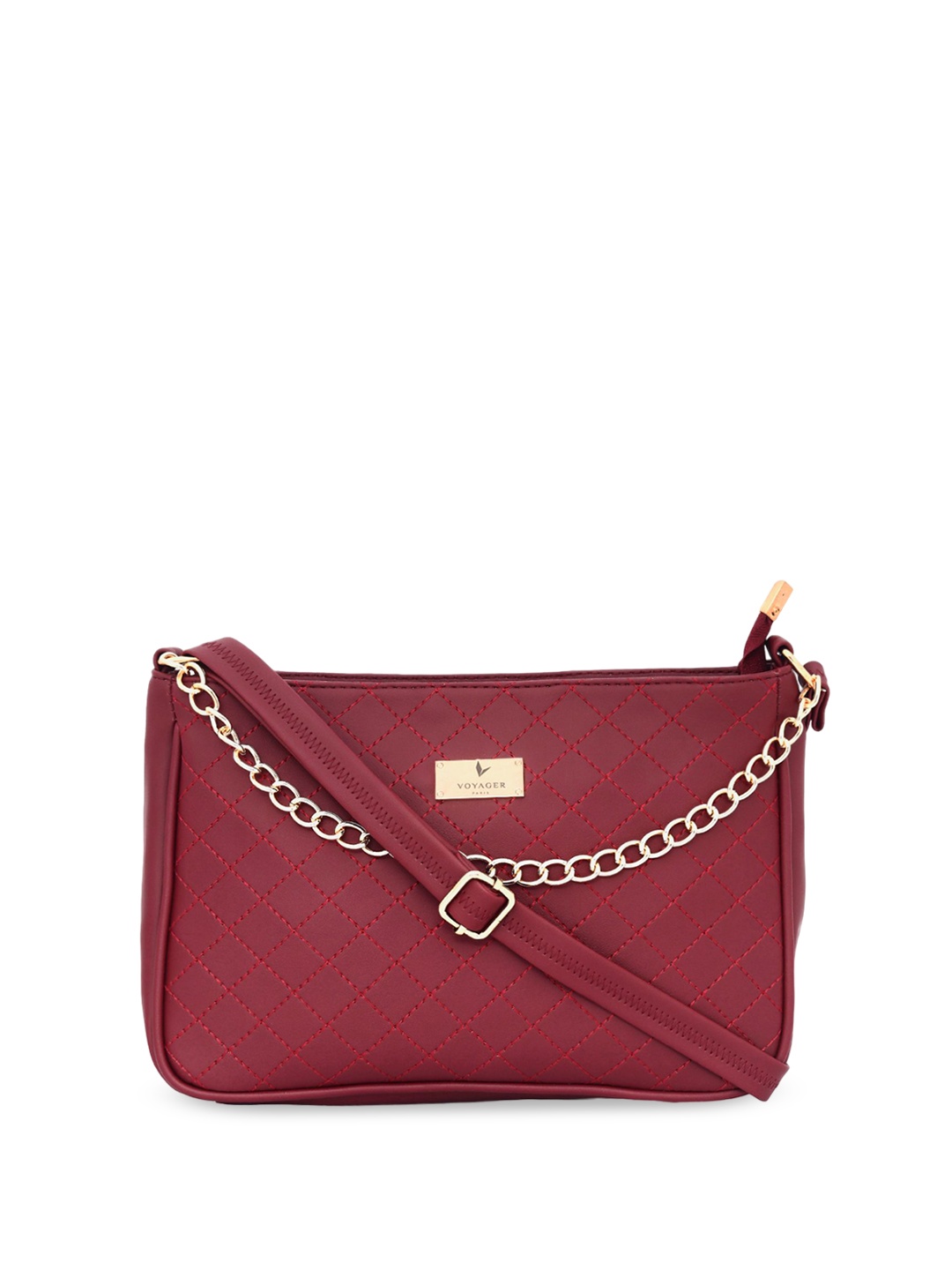 

VOYAGER PARIS Juliette Geometric Textured Structured Sling Bag, Maroon