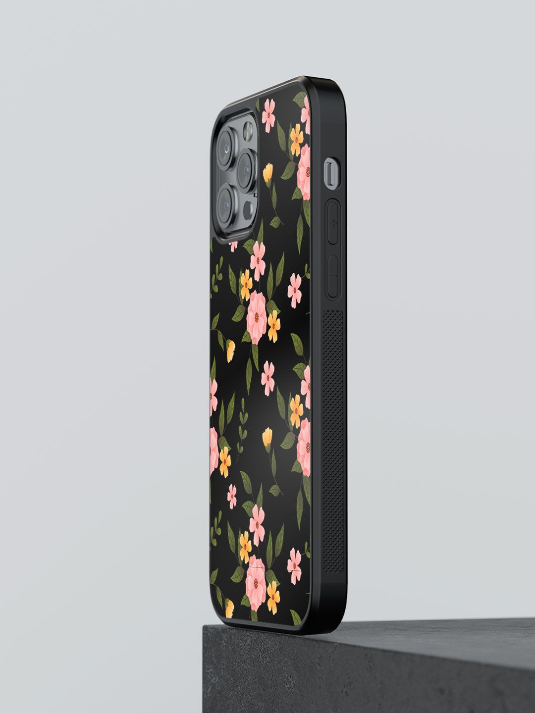 

macmerise Floral Printed iPhone 13 Pro Max Back Case Mobile Accessories, Black