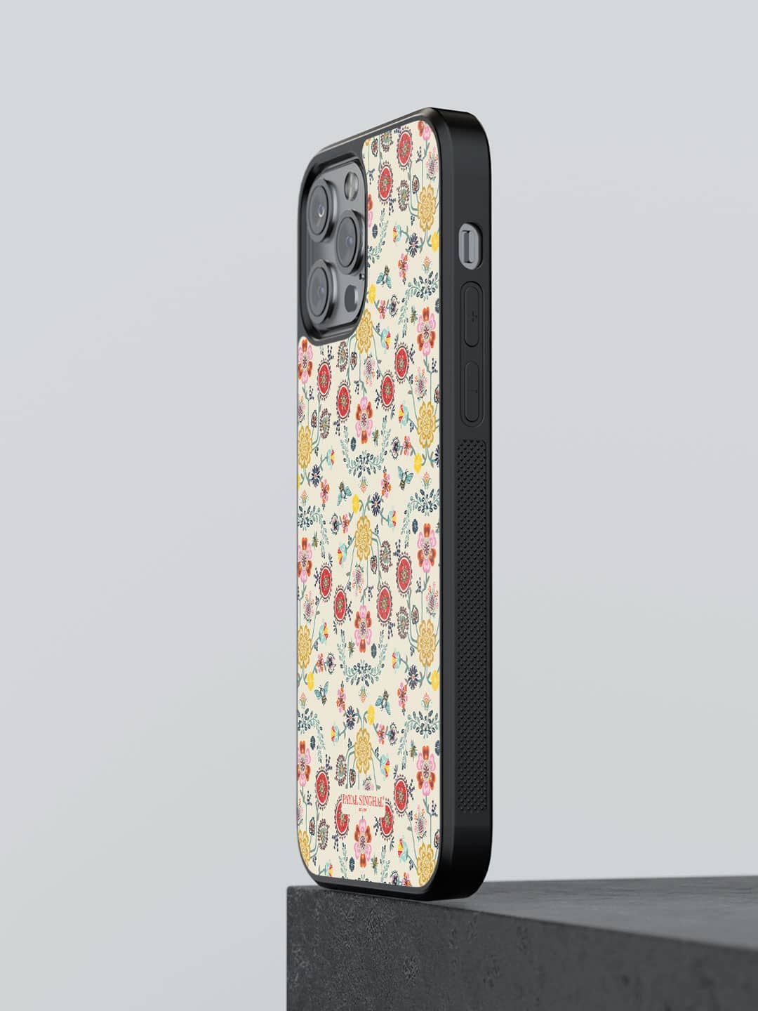 

macmerise Floral Printed iPhone 13 Pro Max Back Case Mobile Accessories, Beige