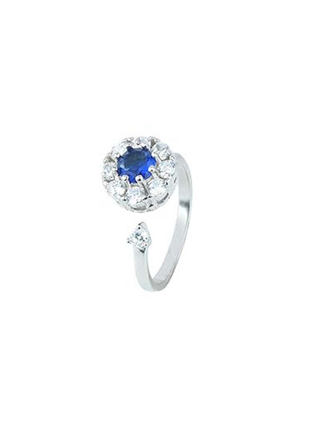 

Paavni 92.5 Sterling Silver Rhodium-Plated Cubic Zirconia Studded Finger Ring