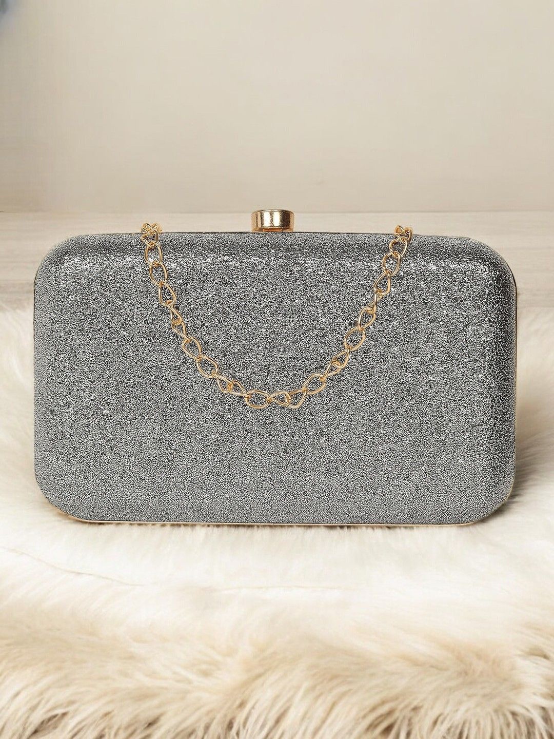 

CRUSSET Embellished Box Clutch, Grey