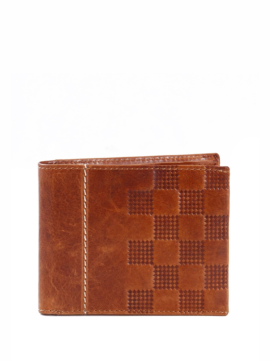 

Calvadoss Men Textured Leather Two Fold Wallet, Tan