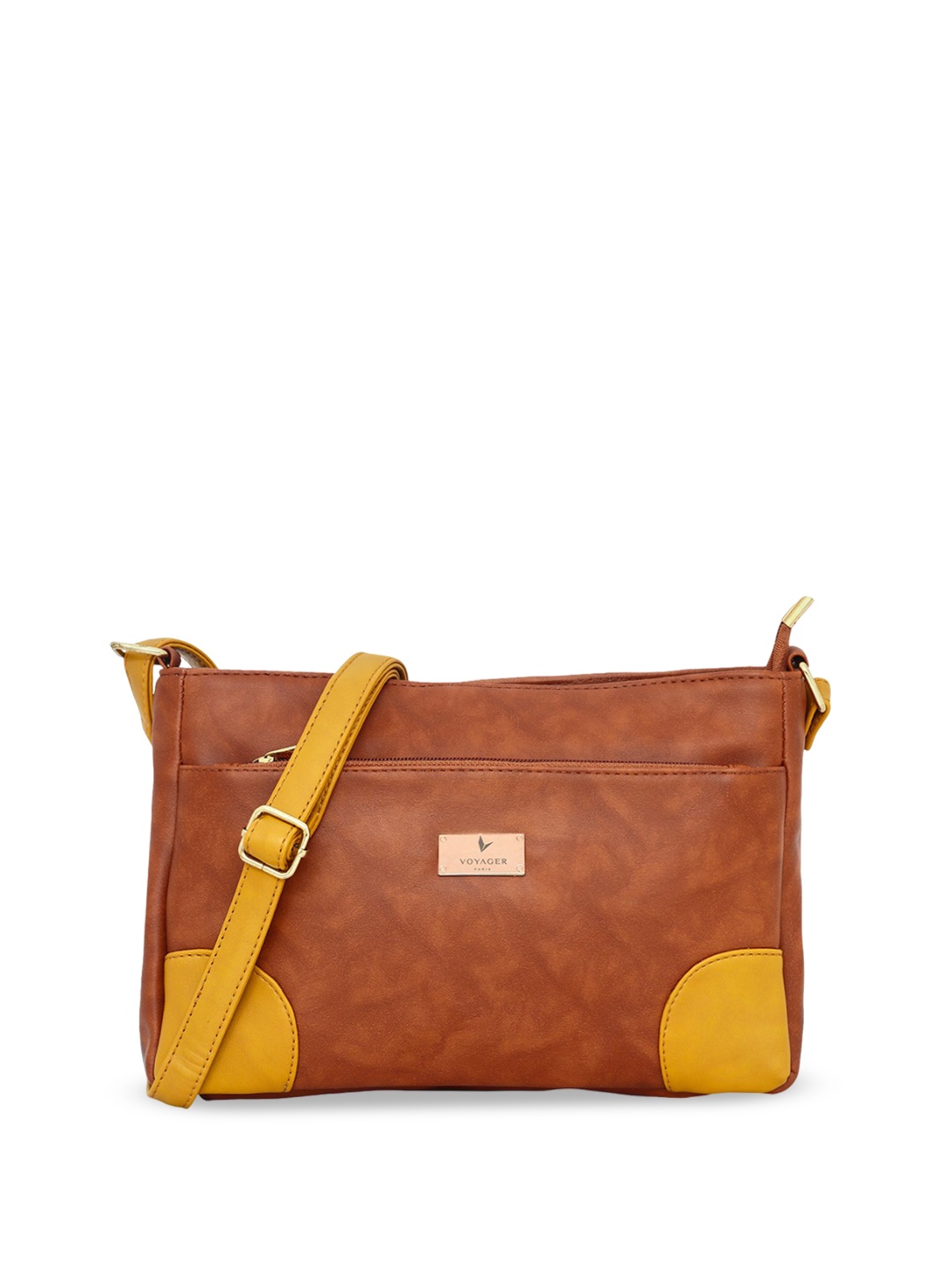 

VOYAGER PARIS Michel Colourblocked Structured Sling Bag, Tan